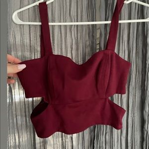 Maroon Urban Outfitters Cut Out Crop Top